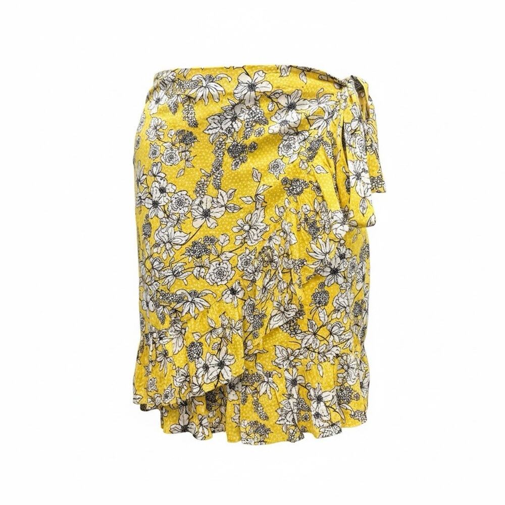 Y2K Mixit Wrap Skirt Ruffle Yellow Floral Boho Fairy Floral Mini Midi Skirt 10